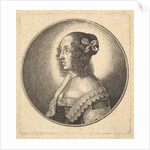 Woman with dark hair and a bow in profile to the left, 1642 by Wenceslaus Hollar