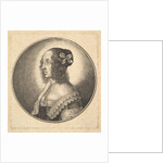 Woman with dark hair and a bow in profile to the left, 1642 by Wenceslaus Hollar