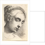 Woman with string of pearls in her hair looking downwards to right, 1645 by Wenceslaus Hollar