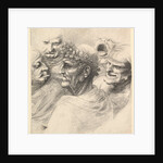 Five grotesque heads, including an elderly man with an oak leaf wreath, 1646 by Wenceslaus Hollar