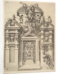 Design for an Architectural Structure with a Hunting Theme , Plate 74 from Dietterlin's Ar…, 1598 by Wendel Dietterlin the Elder
