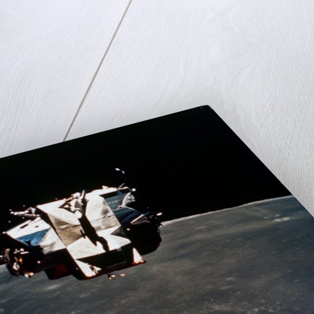 Lunar Module above the Moon, Apollo 16 mission, April 1972 by Thomas Mattingly