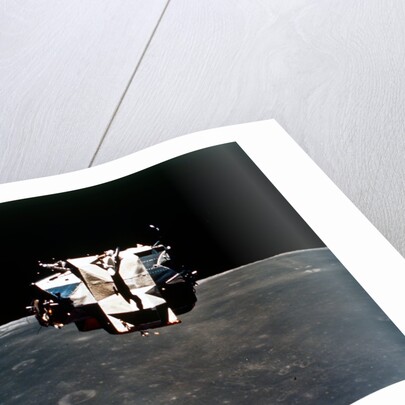 Lunar Module above the Moon, Apollo 16 mission, April 1972 by Thomas Mattingly