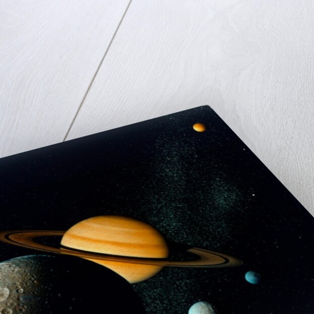 Saturnian System from Voyager 1, c1980s by NASA