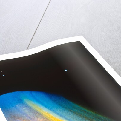 Saturn and its moon Dione, seen from the Voyager 2 spacecraft by NASA