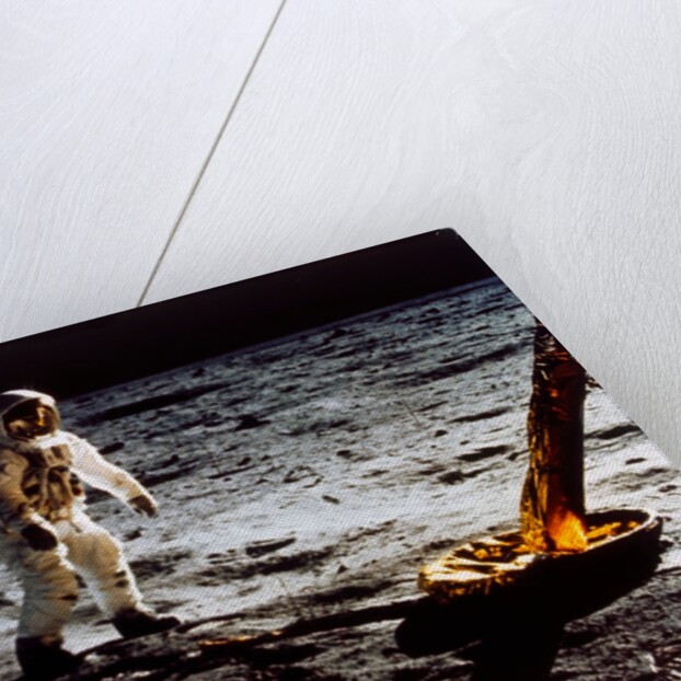 Buzz Aldrin by the leg of the Lunar Module, Apollo II mission, July 1969 by Neil Armstrong