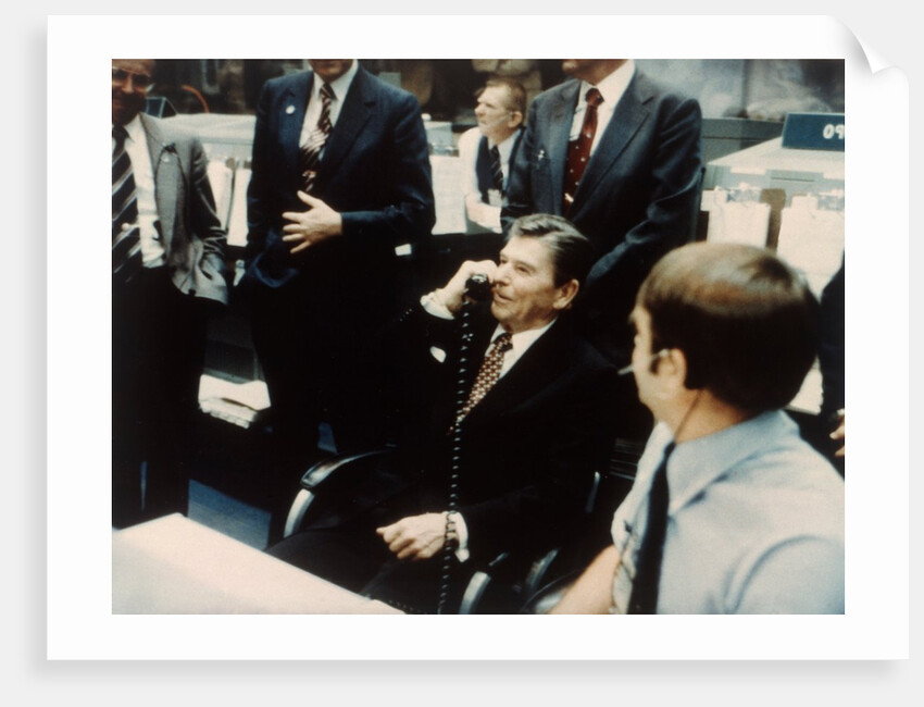 President Ronald Reagan speaks to astronauts on the Space Shuttle, 1981 by NASA