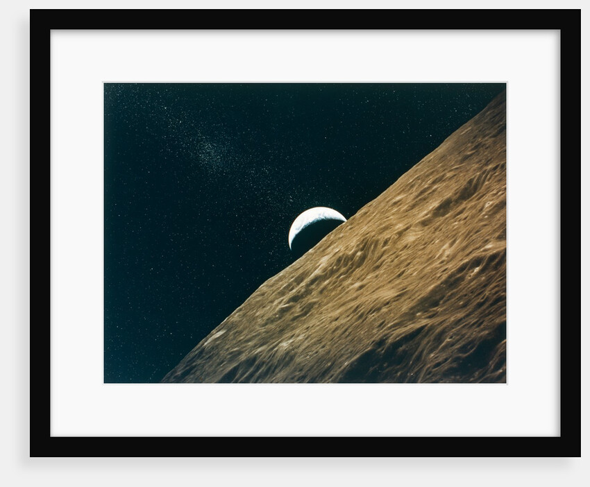Earth rising above the Moon, seen from Apollo 15, July-August 1971 by NASA