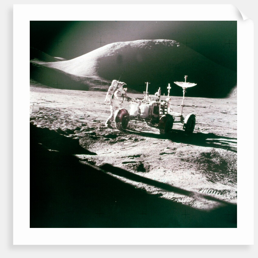 Astronaut with Lunar Roving Vehicle on the Moon, 1970s by NASA