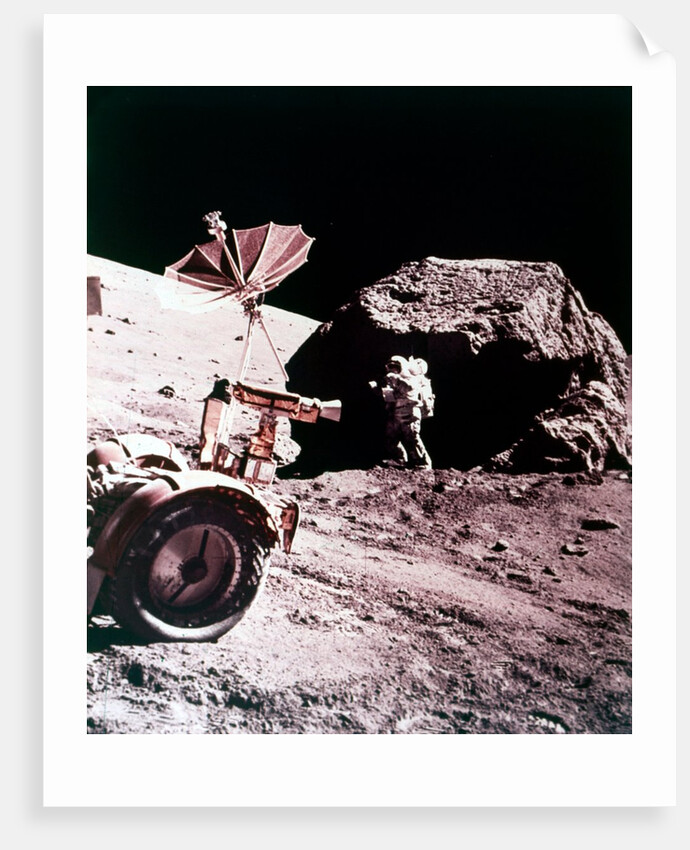 Astronaut with Lunar Roving Vehicle on the Moon, 1970s by NASA