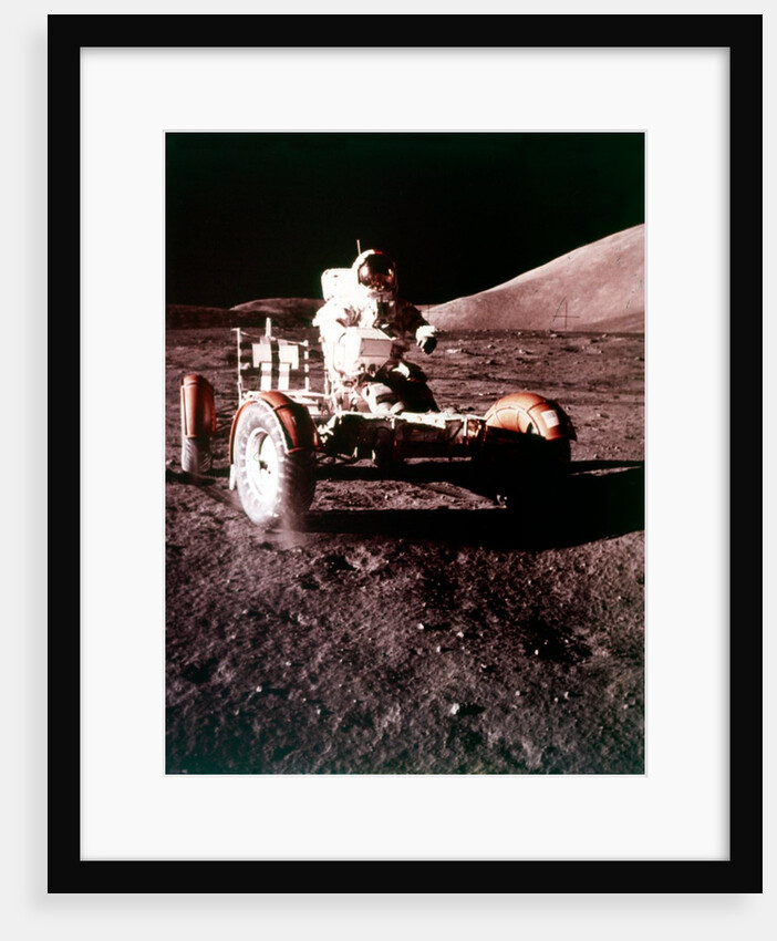 Eugene Cernan using the Rover on the lunar surface, Apollo 17 mission, December 1972 by NASA