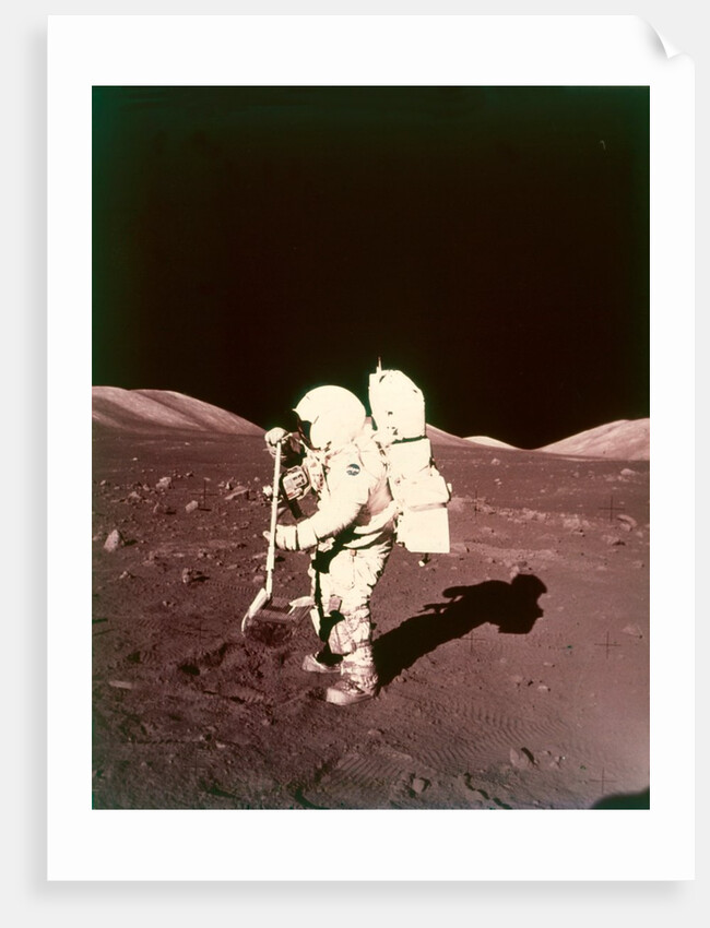 Harrison Schmitt collects lunar rake samples, Apollo 17 mission, December 1972 by NASA