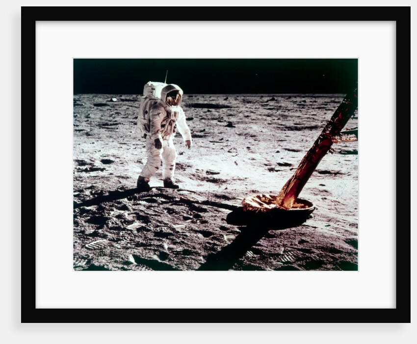 Buzz Aldrin near the leg of the Lunar Module on the Moon, Apollo 11 mission, July 1969 by Neil Armstrong