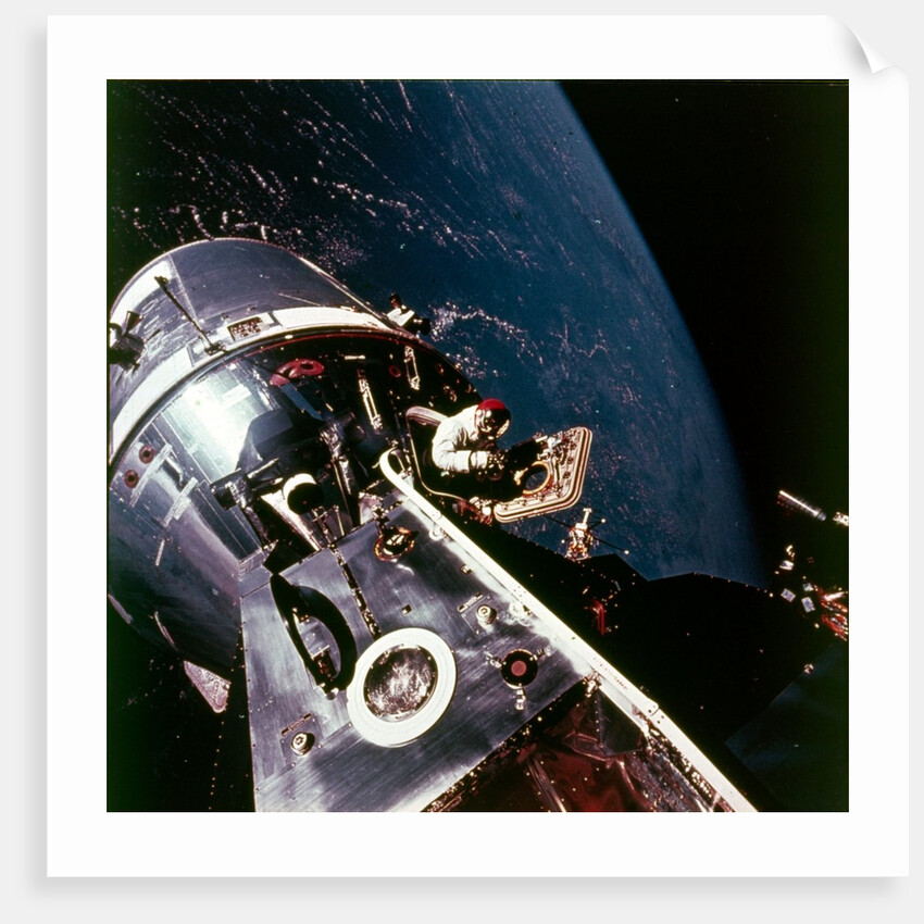 Module pilot David Scott emerging from Apollo 9 spacecraft, 6 March 1969 by Russell Schweickart