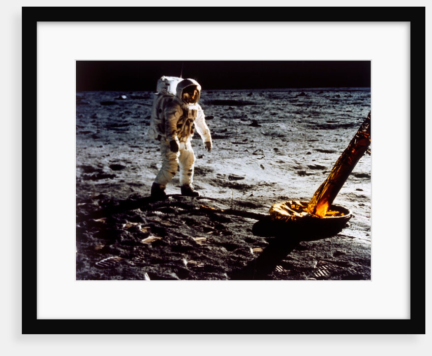 Buzz Aldrin by the leg of the Lunar Module, Apollo II mission, July 1969 by Neil Armstrong