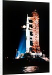 Apollo 9 Saturn V rocket with full moon, 1969 by NASA