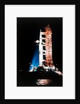Apollo 9 Saturn V rocket with full moon, 1969 by NASA