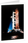 Apollo 9 Saturn V rocket with full moon, 1969 by NASA
