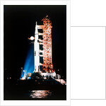 Apollo 9 Saturn V rocket with full moon, 1969 by NASA
