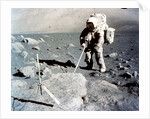 Harrison Schmitt works the scoop on the lunar surface, Apollo 17 mission, December 1972 by NASA