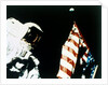Harrison Schmitt with US flag on the surface of the Moon, Apollo 17 mission, December 1972 by NASA