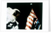 Harrison Schmitt with US flag on the surface of the Moon, Apollo 17 mission, December 1972 by NASA