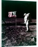 Buzz Aldrin stands next to the American flag on the surface of the Moon, July 1969 by Neil Armstrong