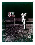 Buzz Aldrin stands next to the American flag on the surface of the Moon, July 1969 by Neil Armstrong