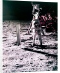 Buzz Aldrin deploys solar wind collector on the surface of the Moon, Apollo 11 mission, July 1969 by Neil Armstrong