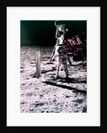 Buzz Aldrin deploys solar wind collector on the surface of the Moon, Apollo 11 mission, July 1969 by Neil Armstrong
