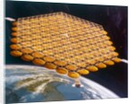 Space Shuttle and space station above Earth, artist's impression by NASA