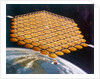 Space Shuttle and space station above Earth, artist's impression by NASA