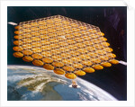 Space Shuttle and space station above Earth, artist's impression by NASA