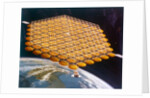 Space Shuttle and space station above Earth, artist's impression by NASA