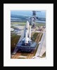 Crawler moving Space Shuttle to launch complex 39, Kennedy Space Center, USA, 1980s by NASA