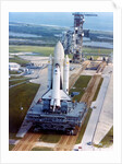 Crawler moving Space Shuttle to launch complex 39, Kennedy Space Center, USA, 1980s by NASA