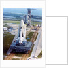 Crawler moving Space Shuttle to launch complex 39, Kennedy Space Center, USA, 1980s by NASA