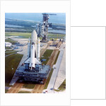 Crawler moving Space Shuttle to launch complex 39, Kennedy Space Center, USA, 1980s by NASA