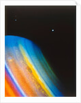 Saturn and its moon Dione, seen from the Voyager 2 spacecraft by NASA