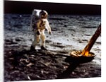 Buzz Aldrin by the leg of the Lunar Module, Apollo II mission, July 1969 by Neil Armstrong