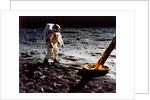 Buzz Aldrin by the leg of the Lunar Module, Apollo II mission, July 1969 by Neil Armstrong