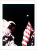 Harrison Schmitt with US flag on the surface of the Moon, Apollo 17 mission, December 1972 by Eugene Cernan