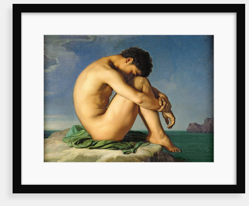 Naked Young Man Sitting by the Sea by Hippolyte Flandrin