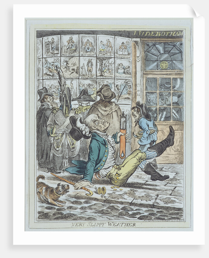 Very Slippy Weather, engraved by J. Sidebotham by James Gillray