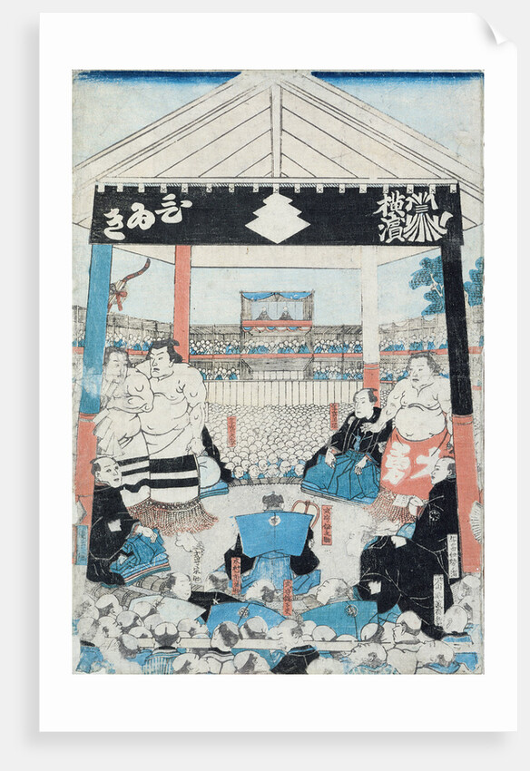 Sumo Wrestlers about to Begin a Match by Japanese School