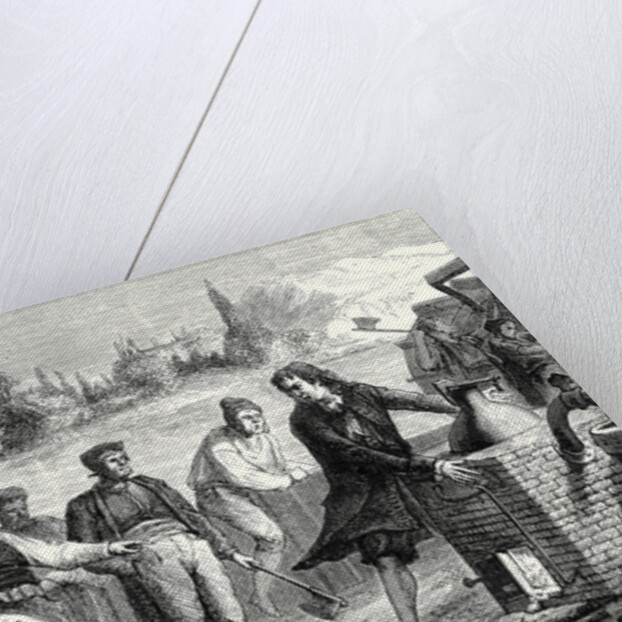 The Boatmen of the Weser Chop Papin's Steamboat in Pieces by Anonymous