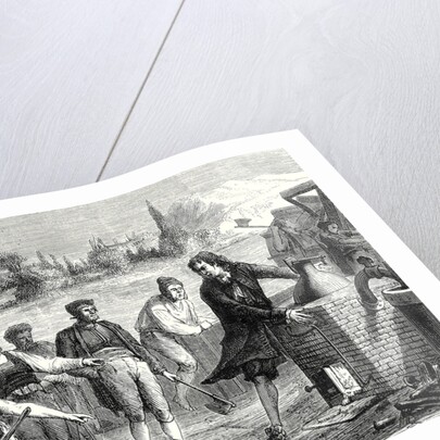 The Boatmen of the Weser Chop Papin's Steamboat in Pieces by Anonymous