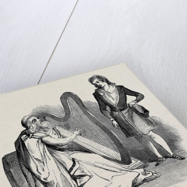 Tableau Vivant from the Lay of the Last Minstrel Mf. Byrne, the Irish Harper by Anonymous