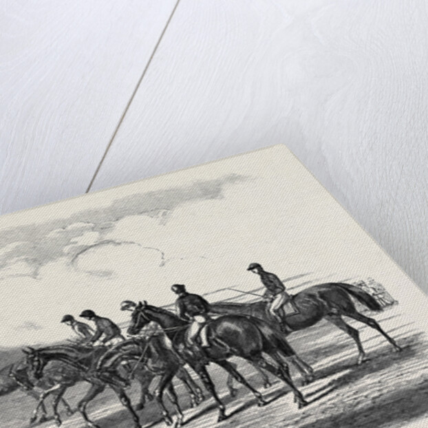 Epsom Spring Meeting, Sketch on the Downs, Preparing to Start for the Great Metropolitan Stakes, April 13, 1850 by Anonymous