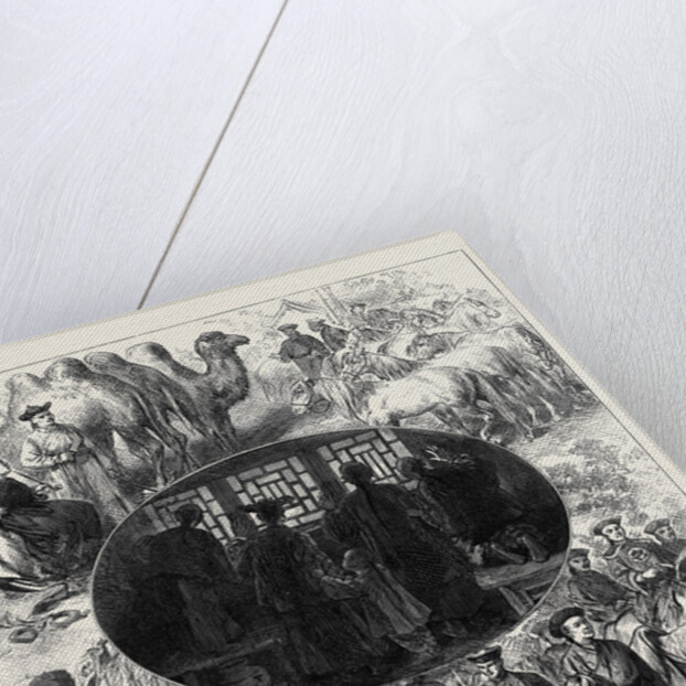 The Chinese Imperial Marriage at Pekin: Horses and Camels Presented to the Emperor. How the Chinese Saw the Bridal Procession. Led Horses in the Bridal Procession. 1873 by Anonymous